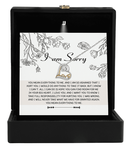 Apology Gift for Girlfriend, Wife, Soulmate - Sorry, Your Big Heart - Love Dancing Heart Pendant Necklace - Mallard Moon Gift Shop