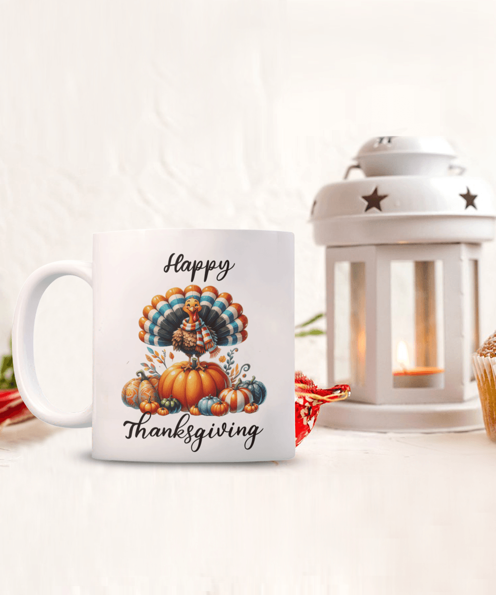 Happy Thanksgiving Ceramic Mug – Perfect for Holiday Cheer! - Mallard Moon Gift Shop