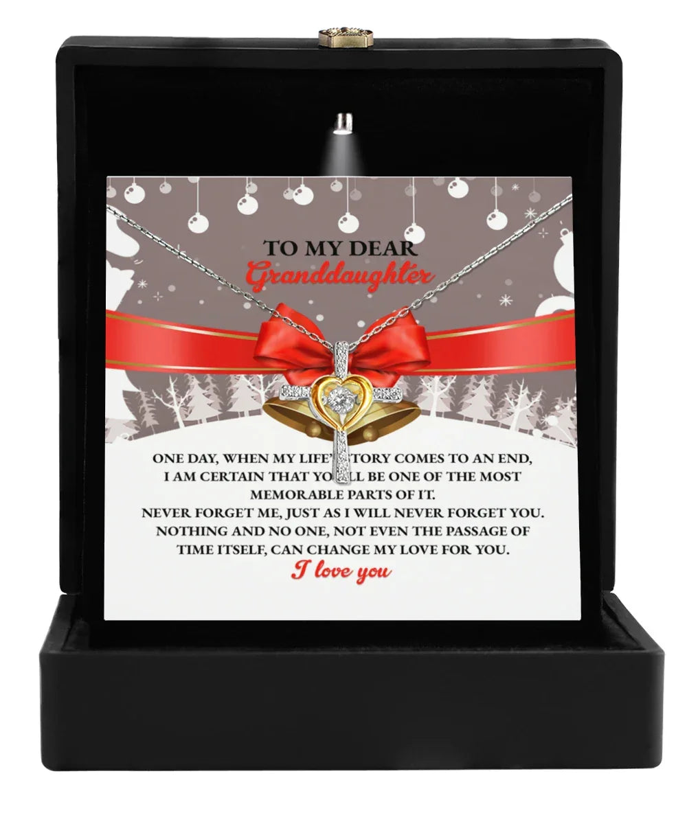 To My Dear Granddaughter – Faith & Love Cross Dancing Necklace Gift with Heartfelt Message Card