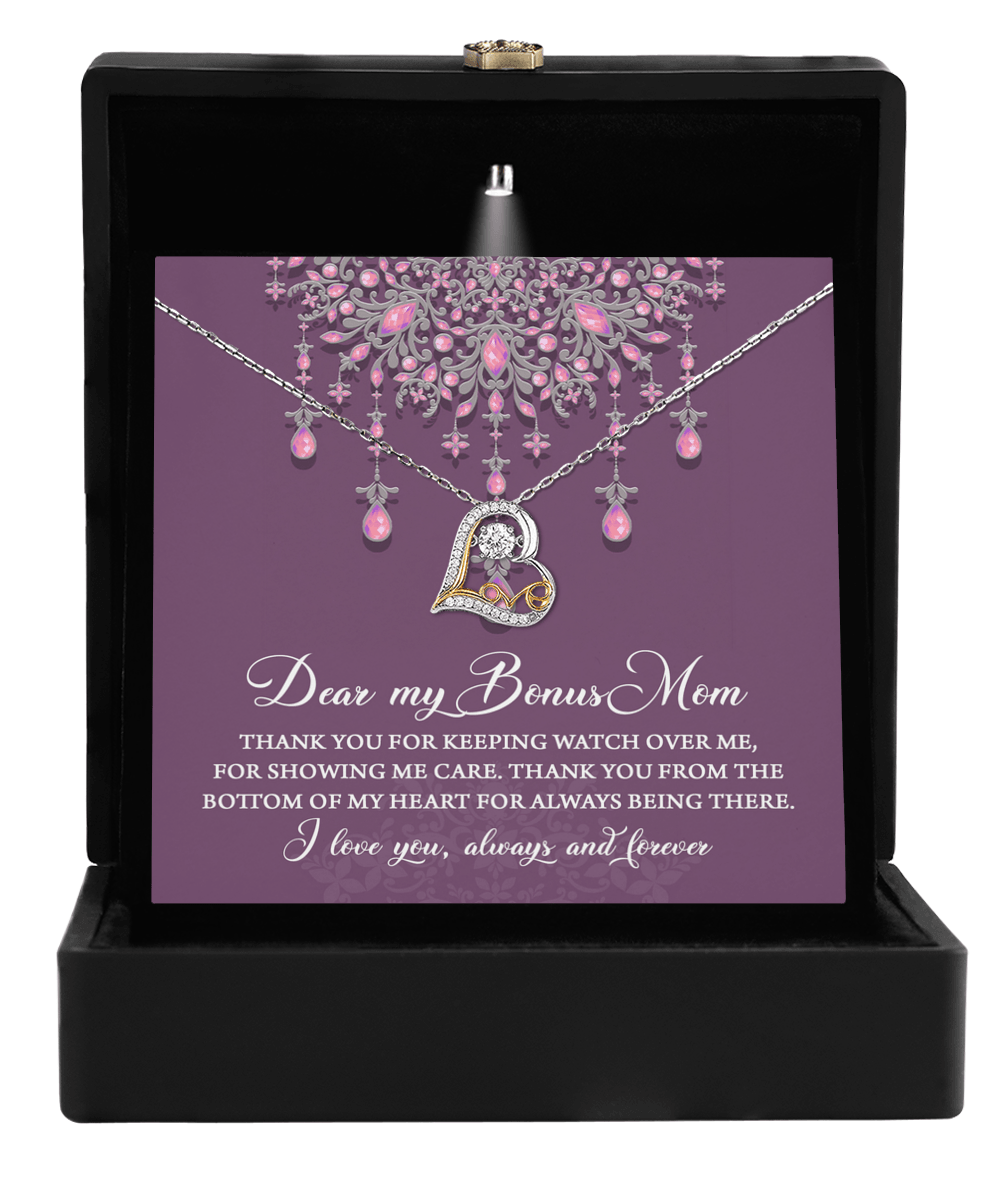 Dear Bonus Mom Thank You for Always Being There Heart Pendant Necklace - Mallard Moon Gift Shop