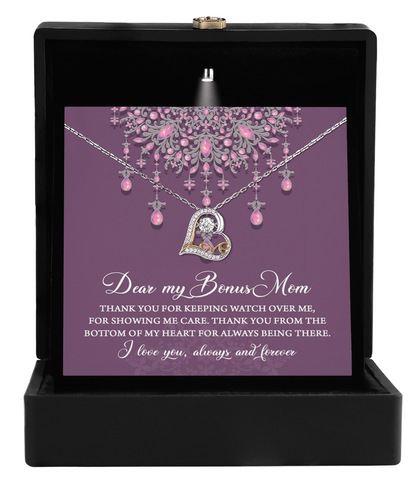 Dear Bonus Mom Thank You for Always Being There Heart Pendant Necklace - Mallard Moon Gift Shop