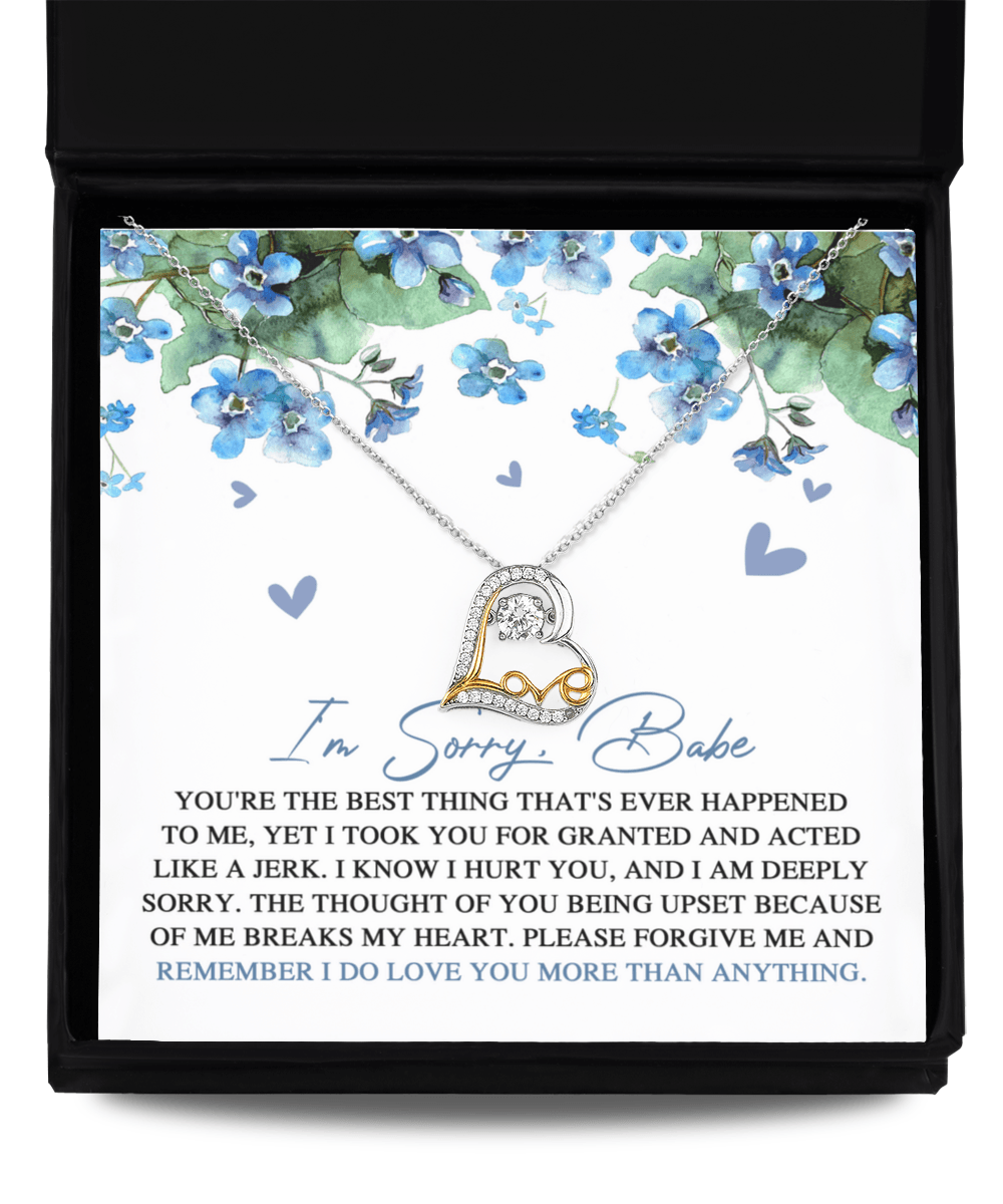 Apology Gift for Girlfriend, Wife, Soulmate - Sorry, More Than Anything - Love Dancing Heart Pendant Necklace - Mallard Moon Gift Shop
