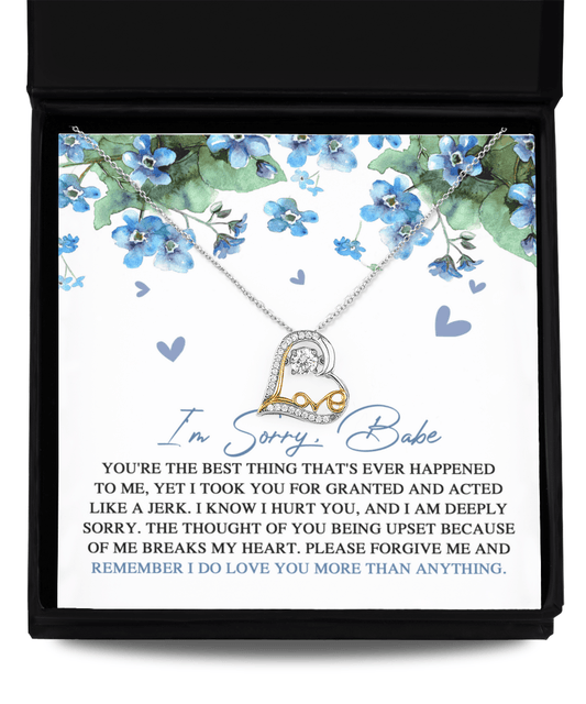 Apology Gift for Girlfriend, Wife, Soulmate - Sorry, More Than Anything - Love Dancing Heart Pendant Necklace - Mallard Moon Gift Shop