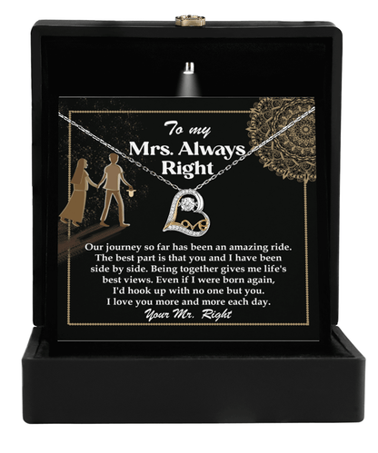 Wife Always Right Romantic Love Dancing Heart Pendant Necklace, Wedding, Anniversary, Birthday Gift from Husband - Mallard Moon Gift Shop