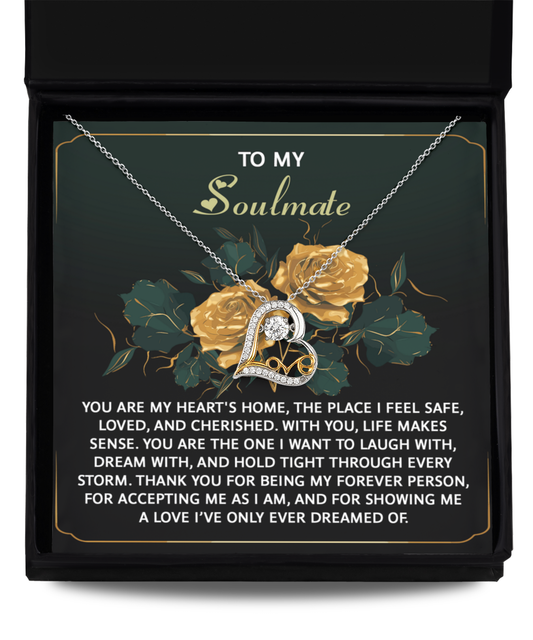 To My Soulmate - Love Dancing Heart Necklace – A Romantic Gift of Appreciation for Your Forever Person - Mallard Moon Gift Shop