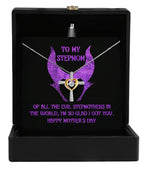 Stepmom Mother's Day Gift - To My Stepmom - Of All the Evil Stepmothers in the World, I'm Glad I Got You Cross Pendant Necklace