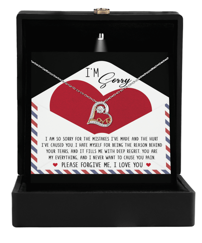 Apology Gift for Girlfriend, Wife, Soulmate - Sorry, Behind Your Tears - Love Dancing Heart Pendant Necklace - Mallard Moon Gift Shop