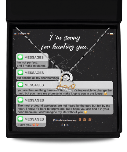 Apology Gift for Girlfriend, Wife, Soulmate - Sorry, Away from You - Love Heart Pendant Necklace - Mallard Moon Gift Shop