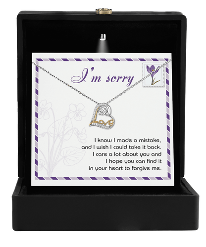 Gift for Girlfriend, Wife - Sorry, Take It Back - Love Heart Pendant Necklace - Mallard Moon Gift Shop