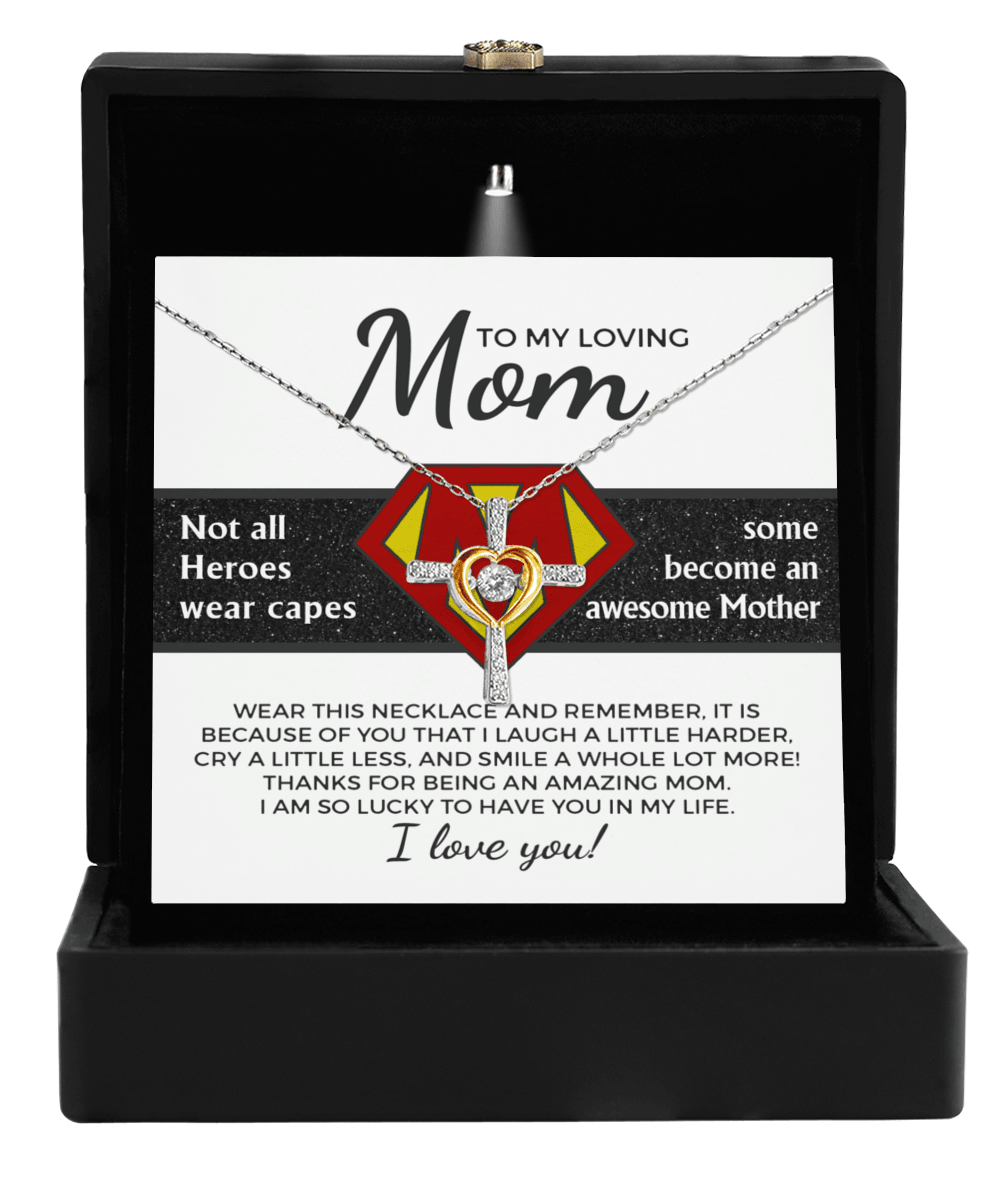 To My Amazing Super Mom Not All Heroes Wear Capes Cross Pendant Necklace - Mallard Moon Gift Shop