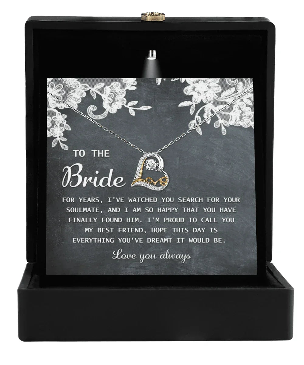 Bride Wedding Day Gift - My Best Friend - Love Dancing Heart Pendant Necklace