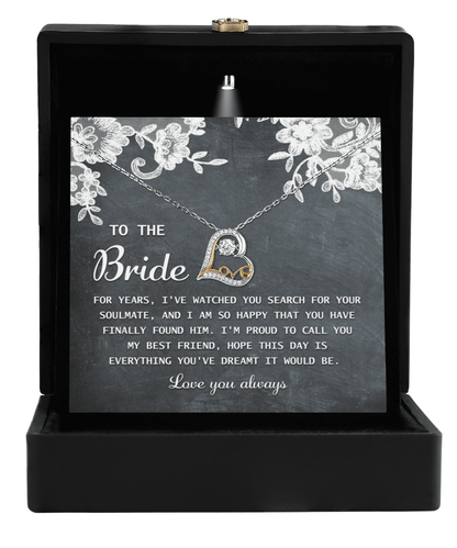 Bride Wedding Day Gift - My Best Friend - Love Dancing Heart Pendant Necklace - Mallard Moon Gift Shop