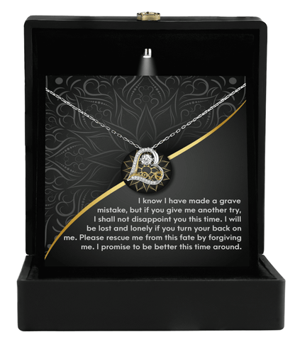Apology Gift for Girlfriend, Wife, Soulmate - Sorry, Turn Your Back-Love Dancing Heart Pendant Necklace - Mallard Moon Gift Shop
