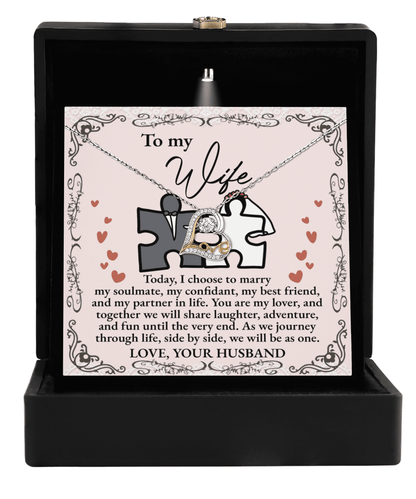 Wife Wedding Day Gift We Will Be As One Love Dancing Heart Pendant Necklace Bride Gift from Groom - Mallard Moon Gift Shop