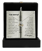 Apology Necklace for Girlfriend, Wife, or Soulmate – “I’m Sorry, What an Idiot” Love Dancing Heart Pendant with Message Card