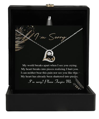 Apology Gift for Girlfriend, Wife, Soulmate - Sorry, See You Crying - Love Dancing Heart Pendant Necklace - Mallard Moon Gift Shop