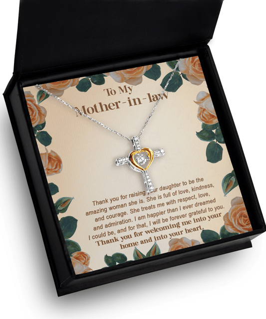 Gift for Mother-in-Law Thank You for Raising an Amazing Woman Cross Pendant Necklace - Mallard Moon Gift Shop