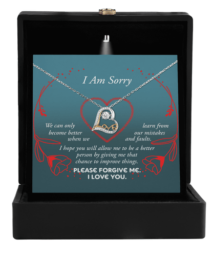 Apology Gift for Girlfriend, Wife, Soulmate - Sorry, Mistakes And Faults - Love Dancing Heart Pendant Necklace - Mallard Moon Gift Shop