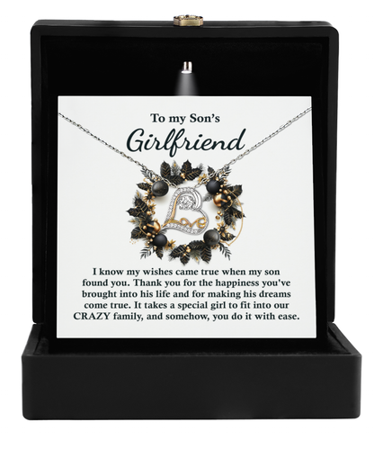 Gift for Son's Girlfriend - My Wishes Came True When He Found You - Love Dancing Heart Pendant Necklace - Mallard Moon Gift Shop