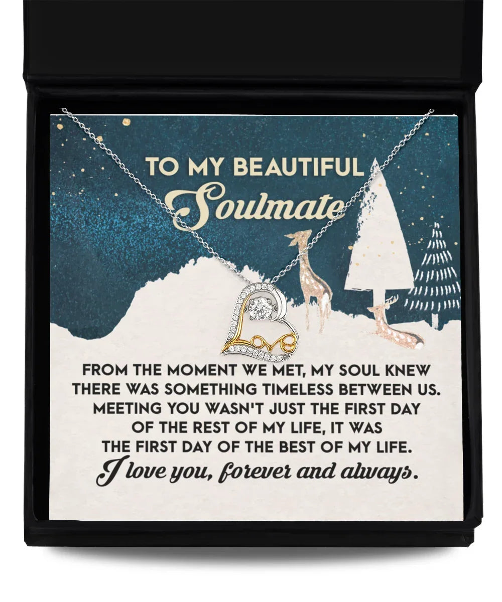Gift for Soulmate - Between Us - Love Dancing Heart Pendant Necklace