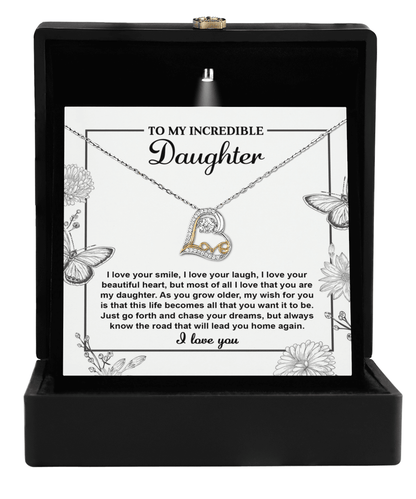 Gift for Daughter with Inspirational Message -I Love Your Smile - Lead You Home Love Heart Necklace - Mallard Moon Gift Shop