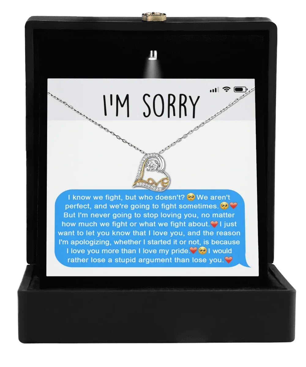 Apology Gift for Girlfriend, Wife, Soulmate - Sorry, Stupid Argument - Love Dancing Heart Pendant Necklace