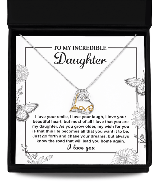 Gift for Daughter with Inspirational Message -I Love Your Smile - Lead You Home Love Heart Necklace - Mallard Moon Gift Shop