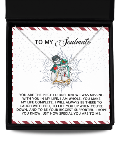 To My Soulmate You Are the Missing Piece Christmas Anniversary Heart Pendant Necklace for Wife Girlfriend Jewelry - Mallard Moon Gift Shop