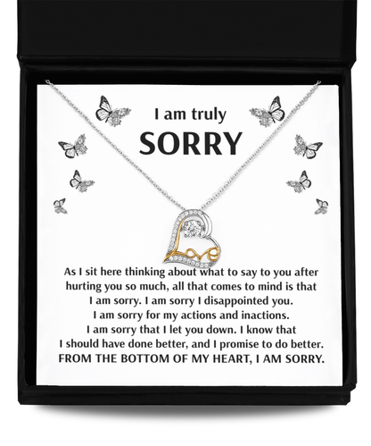 Apology Gift for Girlfriend, Wife, Soulmate - Sorry, Done Better - Love Dancing Heart Pendant Necklace - Mallard Moon Gift Shop