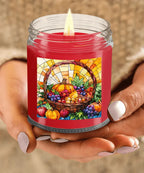 Bountiful Fall Fruit Basket - Stained Glass Soy Scented Container Jar Candle