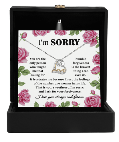 Apology Gift for Girlfriend, Wife, Soulmate-Sorry, Your Forgiveness-Love Dancing Heart Pendant Necklace - Mallard Moon Gift Shop