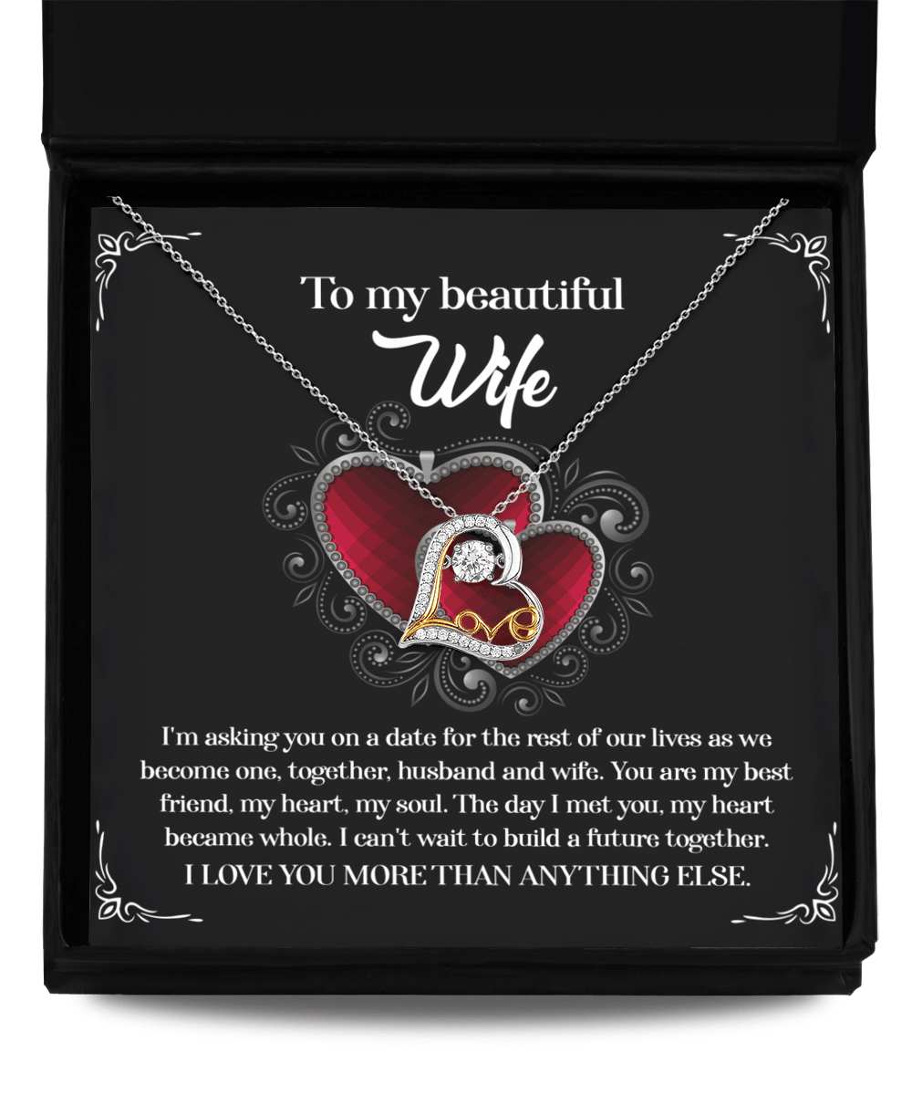 Wife Wedding Day We Become One Together Love Dancing Heart Pendant Necklace Gift for Bride from Groom - Mallard Moon Gift Shop