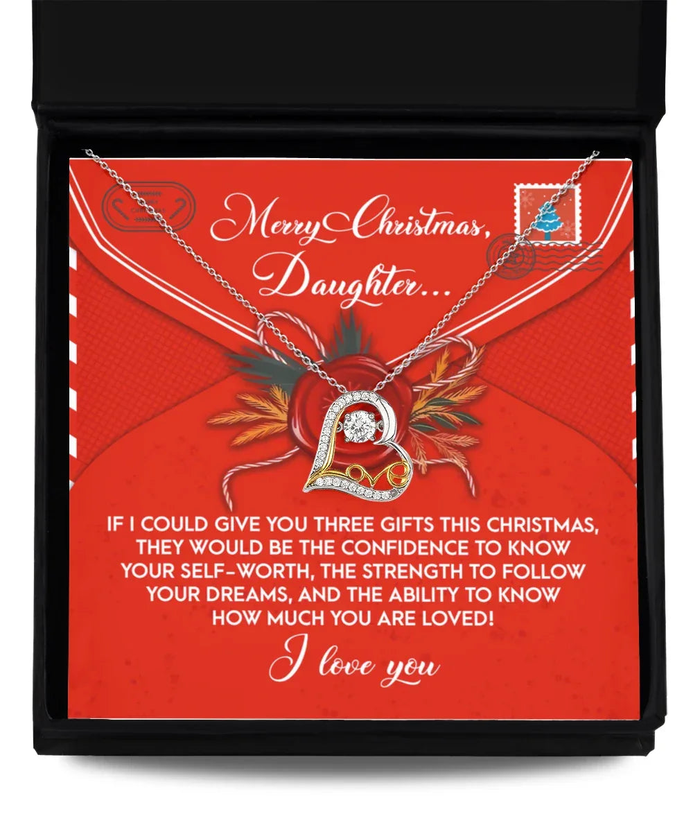Daughter Christmas Present - This Christmas - Love Dancing Heart Pendant Necklace