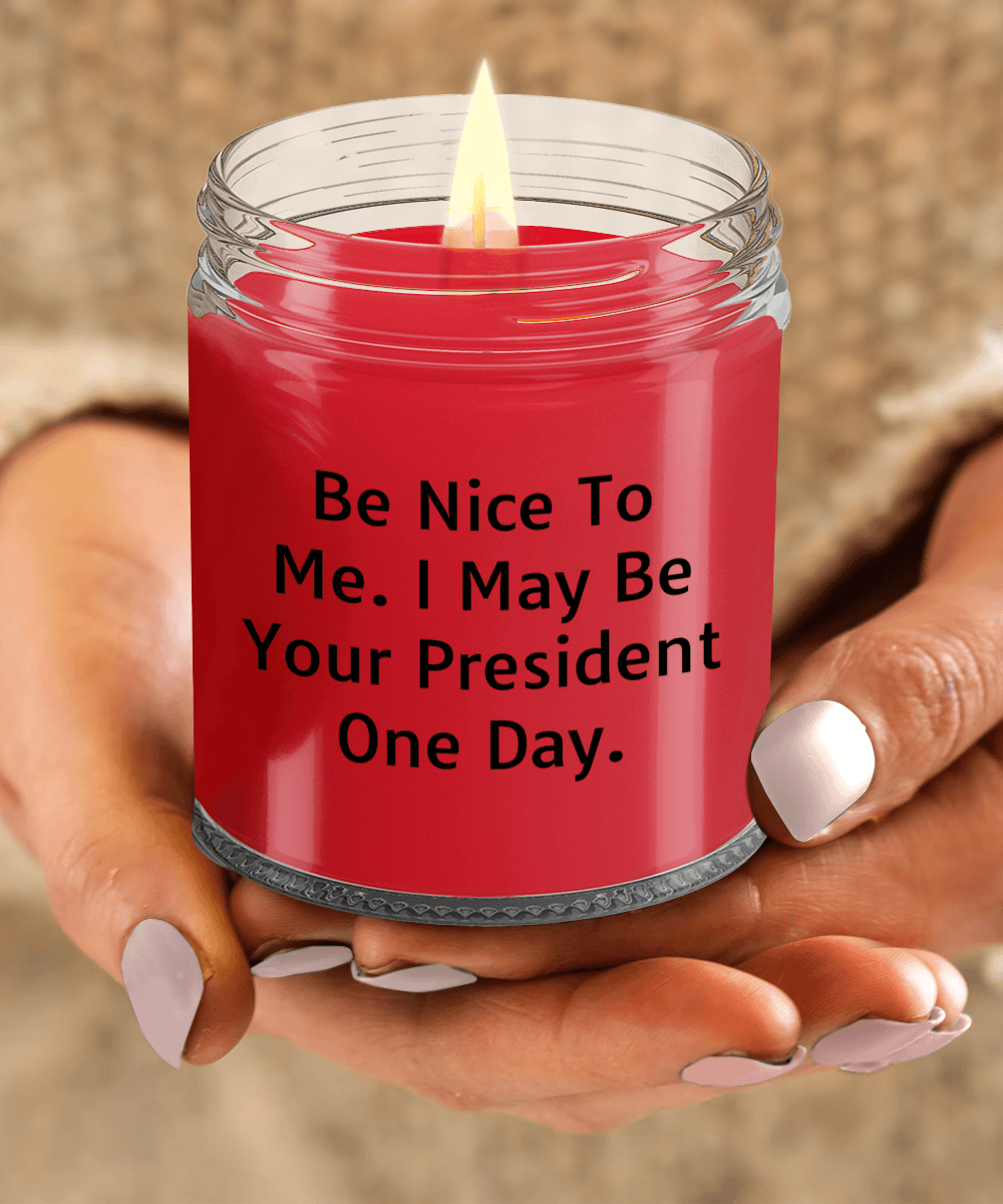 Funny Scented Soy Candle - Be Nice To Me I May Be Your President One Day - Mallard Moon Gift Shop