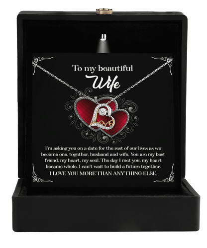 Wife Wedding Day We Become One Together Love Dancing Heart Pendant Necklace Gift for Bride from Groom - Mallard Moon Gift Shop
