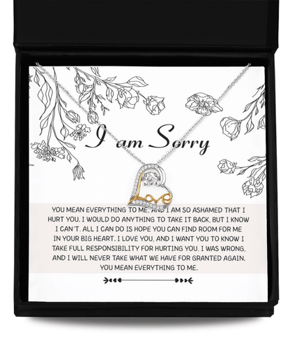 Apology Gift for Girlfriend, Wife, Soulmate - Sorry, Your Big Heart - Love Dancing Heart Pendant Necklace - Mallard Moon Gift Shop