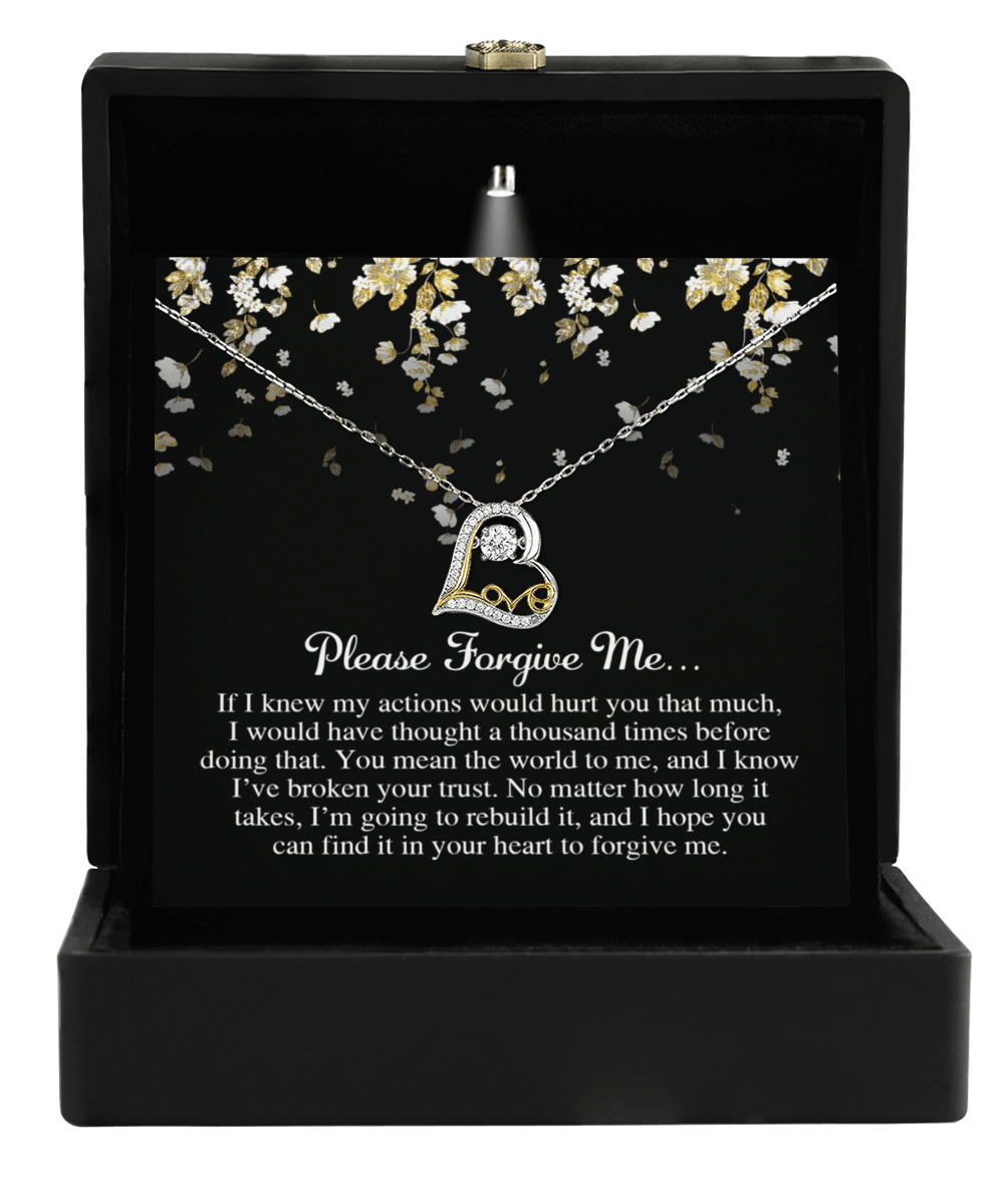 Apology Gift for Girlfriend, Wife, Soulmate - Sorry, Broken Your Trust - Love Dancing Heart Pendant Necklace - Mallard Moon Gift Shop