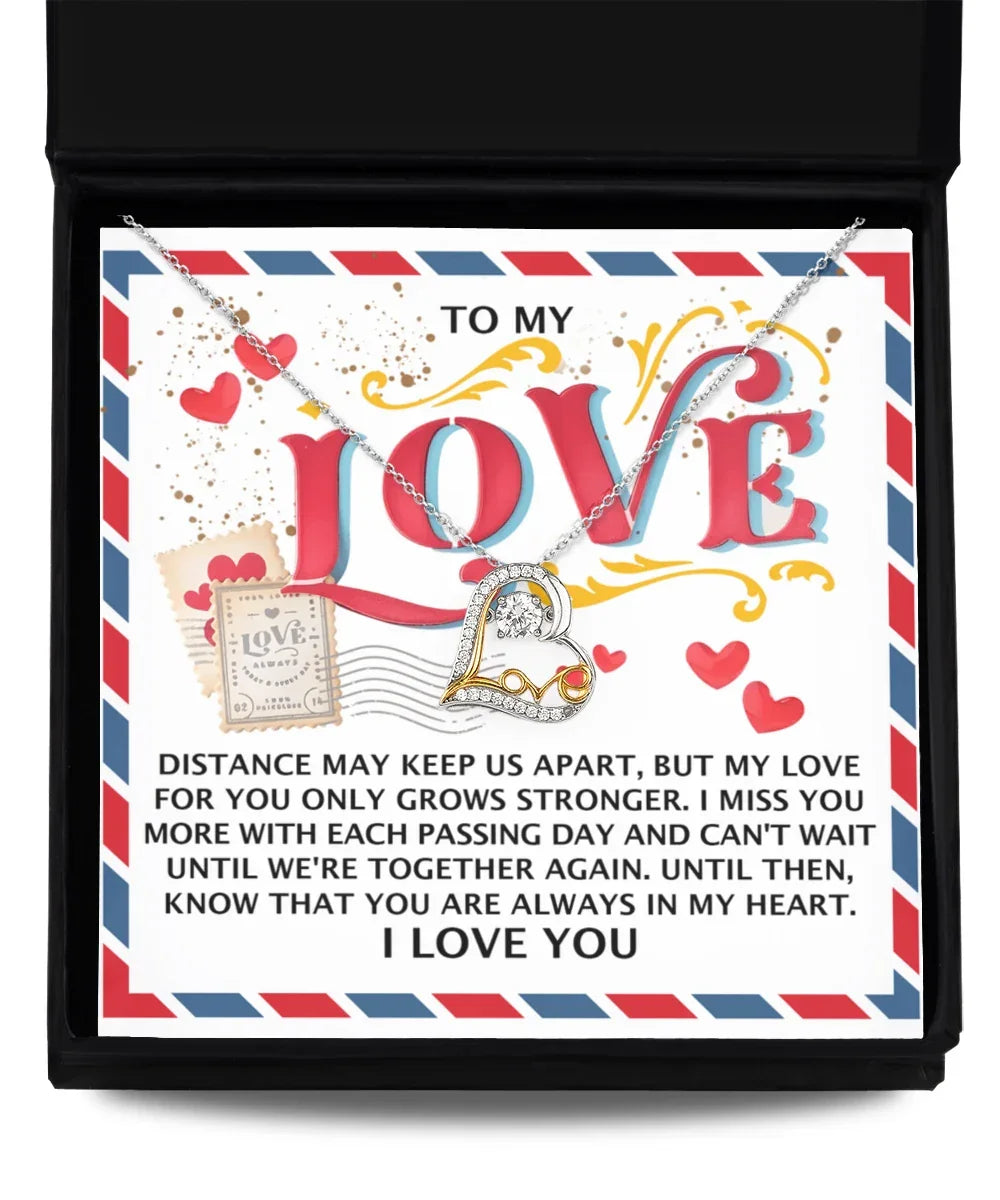 To My Love - Love Dancing Heart Necklace – A Heartfelt Gift for Long-Distance Relationships