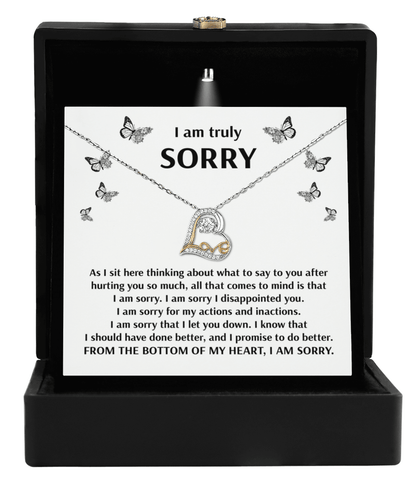 Apology Gift for Girlfriend, Wife, Soulmate - Sorry, Done Better - Love Dancing Heart Pendant Necklace - Mallard Moon Gift Shop