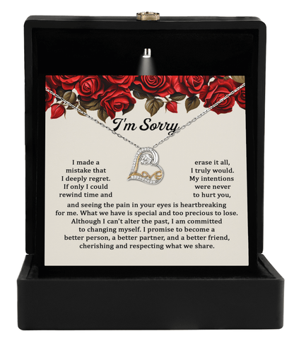 Apology Gift for Girlfriend, Wife - Sorry, Precious To Lose - Love Heart Pendant Necklace - Mallard Moon Gift Shop