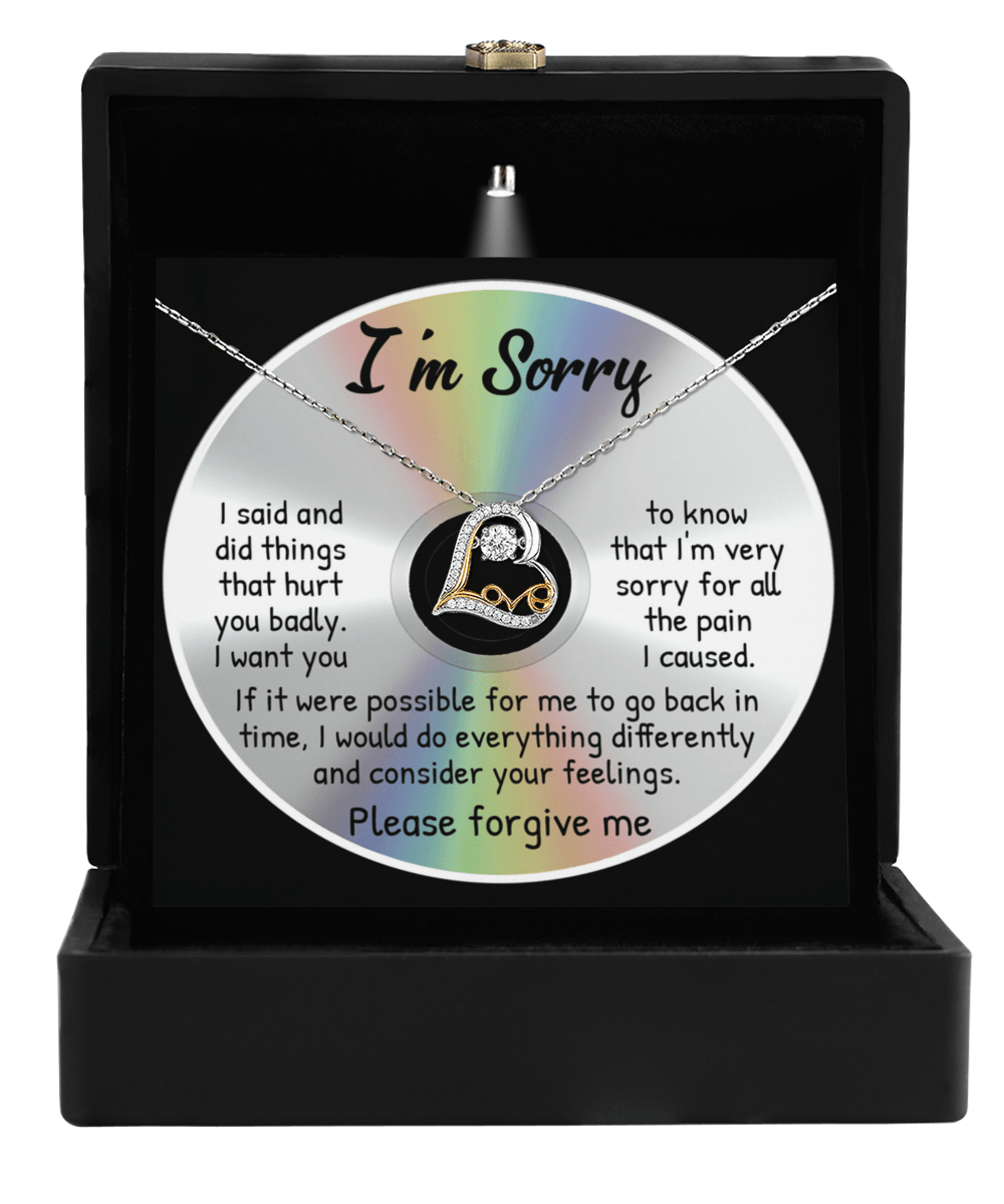 Apology Gift for Girlfriend, Wife, Soulmate - Sorry, Back In Time - Love Dancing Heart Pendant Necklace - Mallard Moon Gift Shop