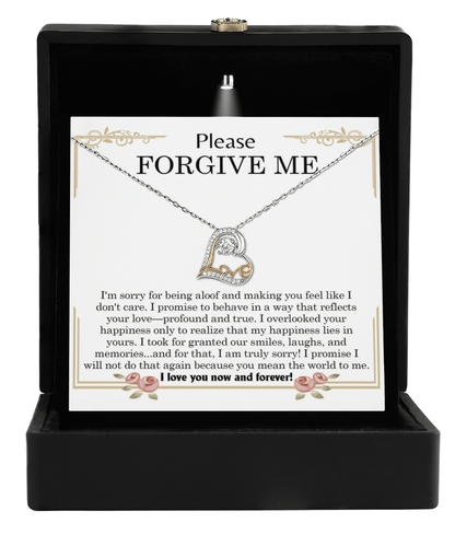 Apology Gift for Girlfriend, Wife - Sorry, Profound And True - Love Heart Pendant Necklace - Mallard Moon Gift Shop