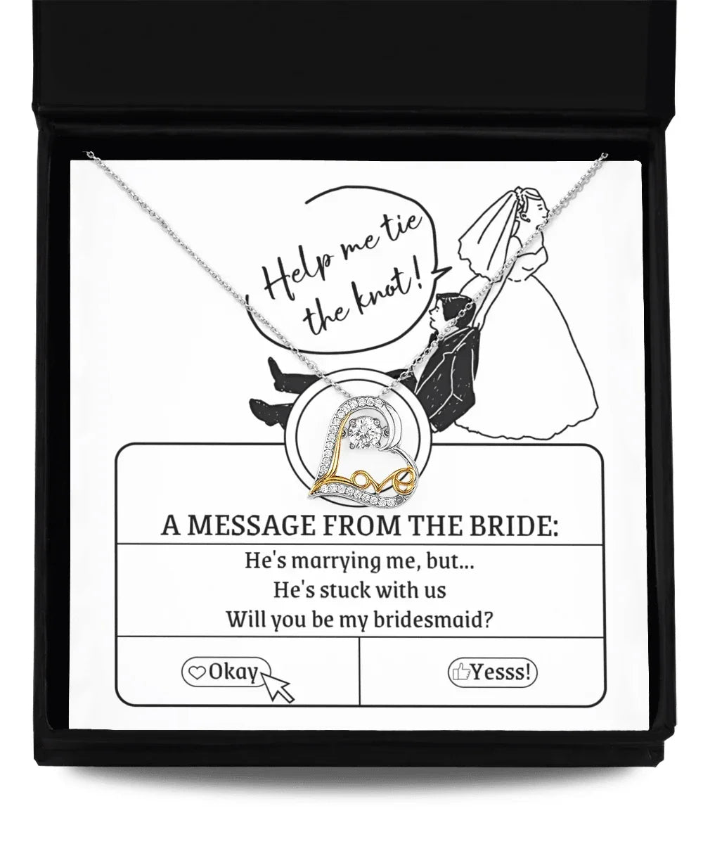 Bridesmaid Proposal Wedding Invite Will You Be My Bridesmaid Love Dancing Heart Pendant Necklace