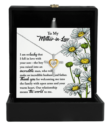 Gift for Mother-in-Law from Daughter-in-Law You Raised an Incredible Man Cross Pendant Necklace - Mallard Moon Gift Shop