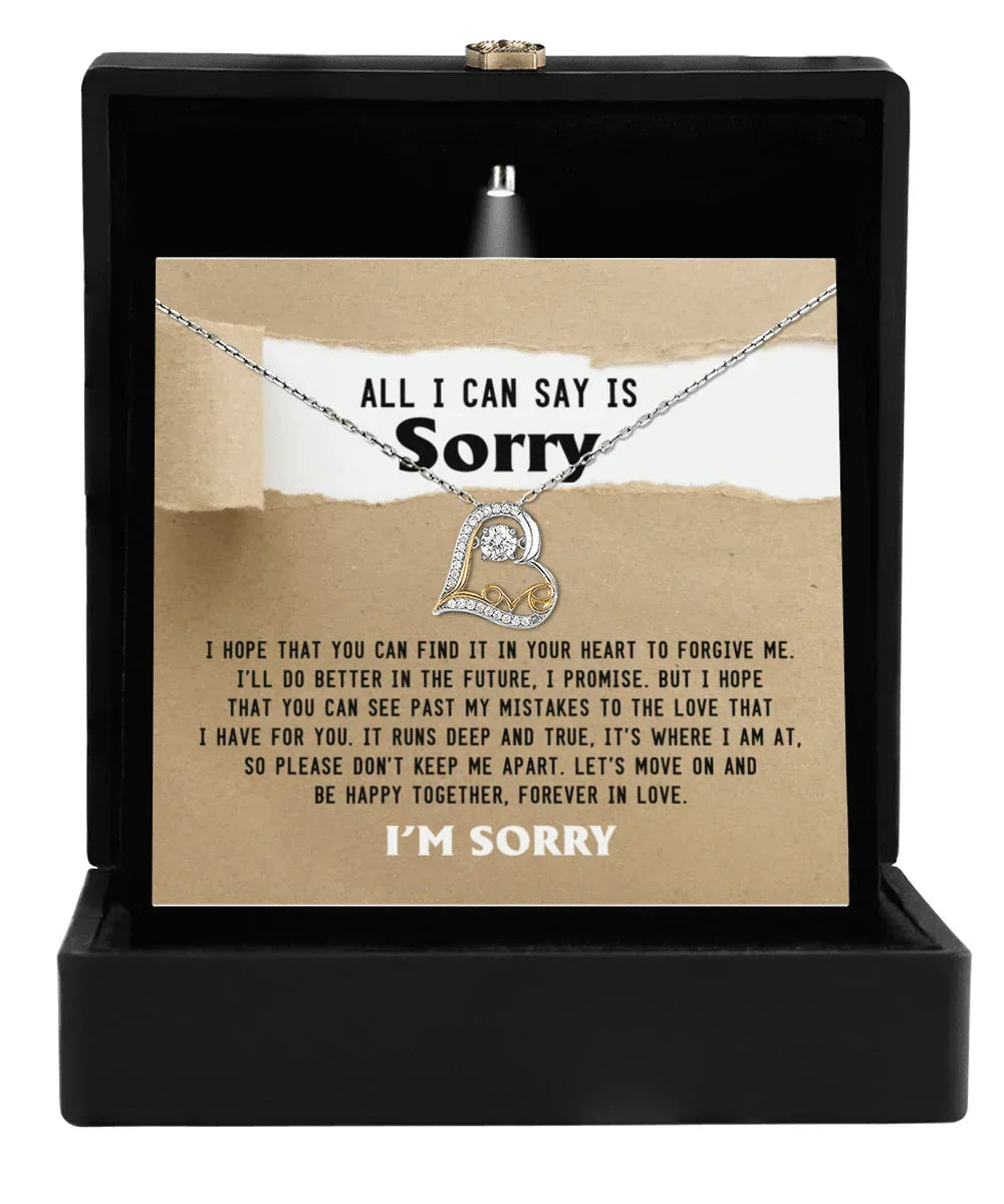 Apology Gift for Girlfriend, Wife, Soulmate - Sorry, Don't Keep Me Apart - Love Dancing Heart Pendant Necklace