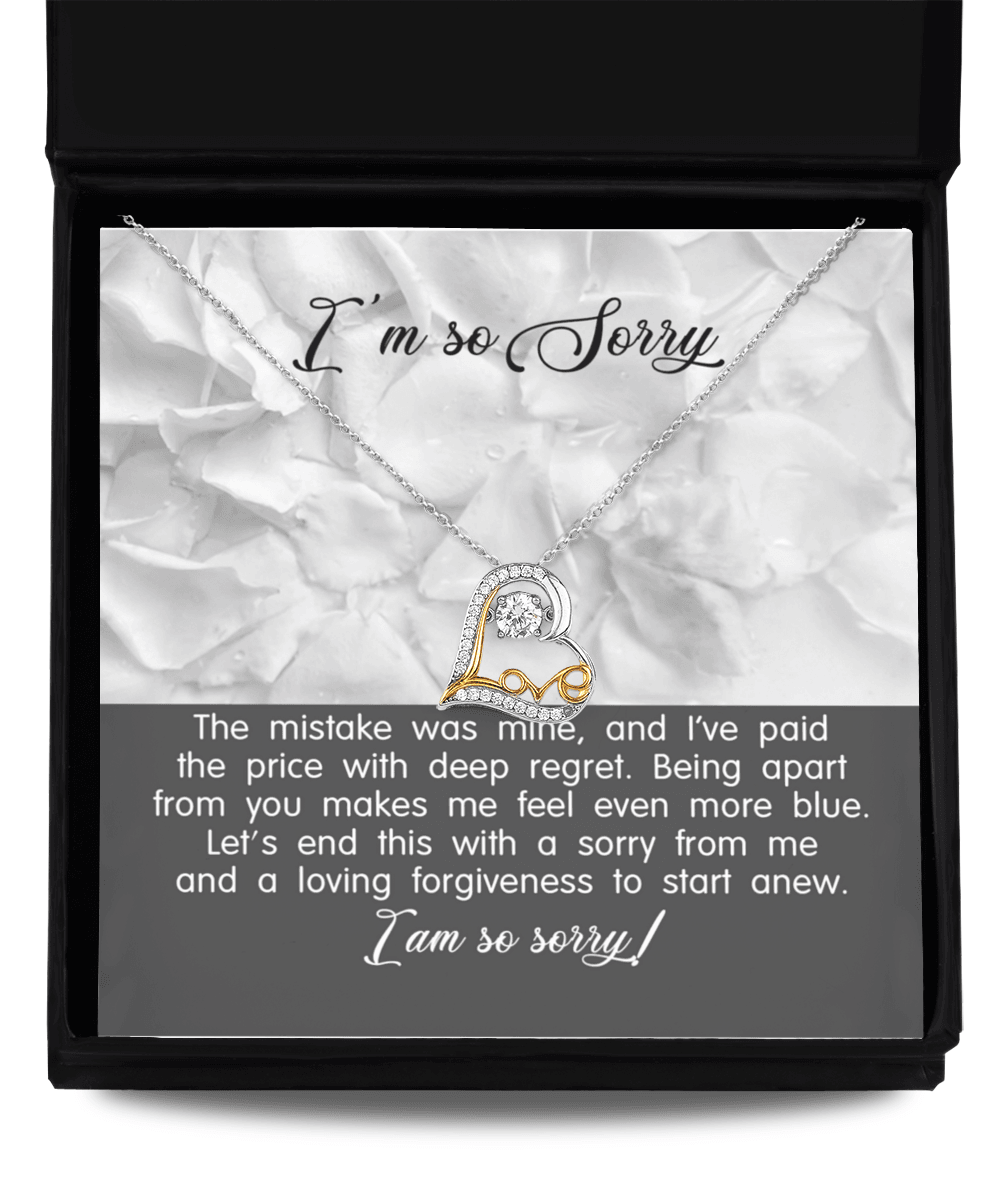 Apology Gift for Girlfriend, Wife, Soulmate - Sorry, With Deep Regret - Love Dancing Heart Pendant Necklace - Mallard Moon Gift Shop