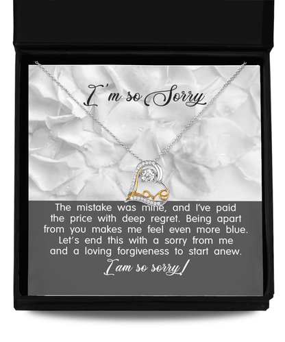 Apology Gift for Girlfriend, Wife, Soulmate - Sorry, With Deep Regret - Love Dancing Heart Pendant Necklace - Mallard Moon Gift Shop