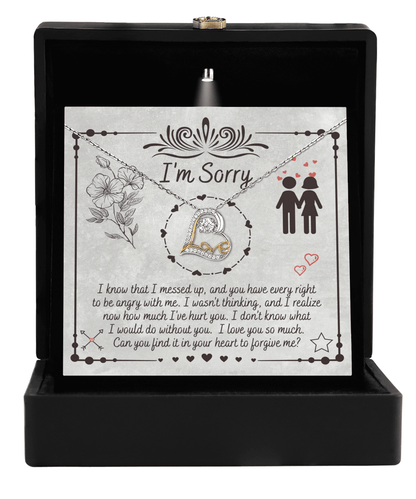 Apology Gift for Girlfriend, Wife, Soulmate - Sorry, I Would Do - Love Dancing Heart Pendant Necklace - Mallard Moon Gift Shop