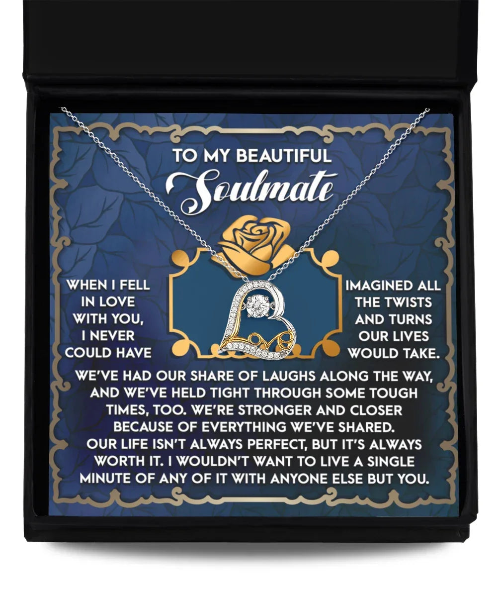To My Beautiful Soulmate - Love Dancing Heart Necklace – A Heartfelt Gift Celebrating Life’s Journey Together