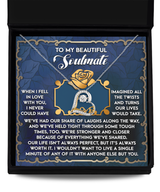 To My Beautiful Soulmate - Love Dancing Heart Necklace – A Heartfelt Gift Celebrating Life’s Journey Together - Mallard Moon Gift Shop